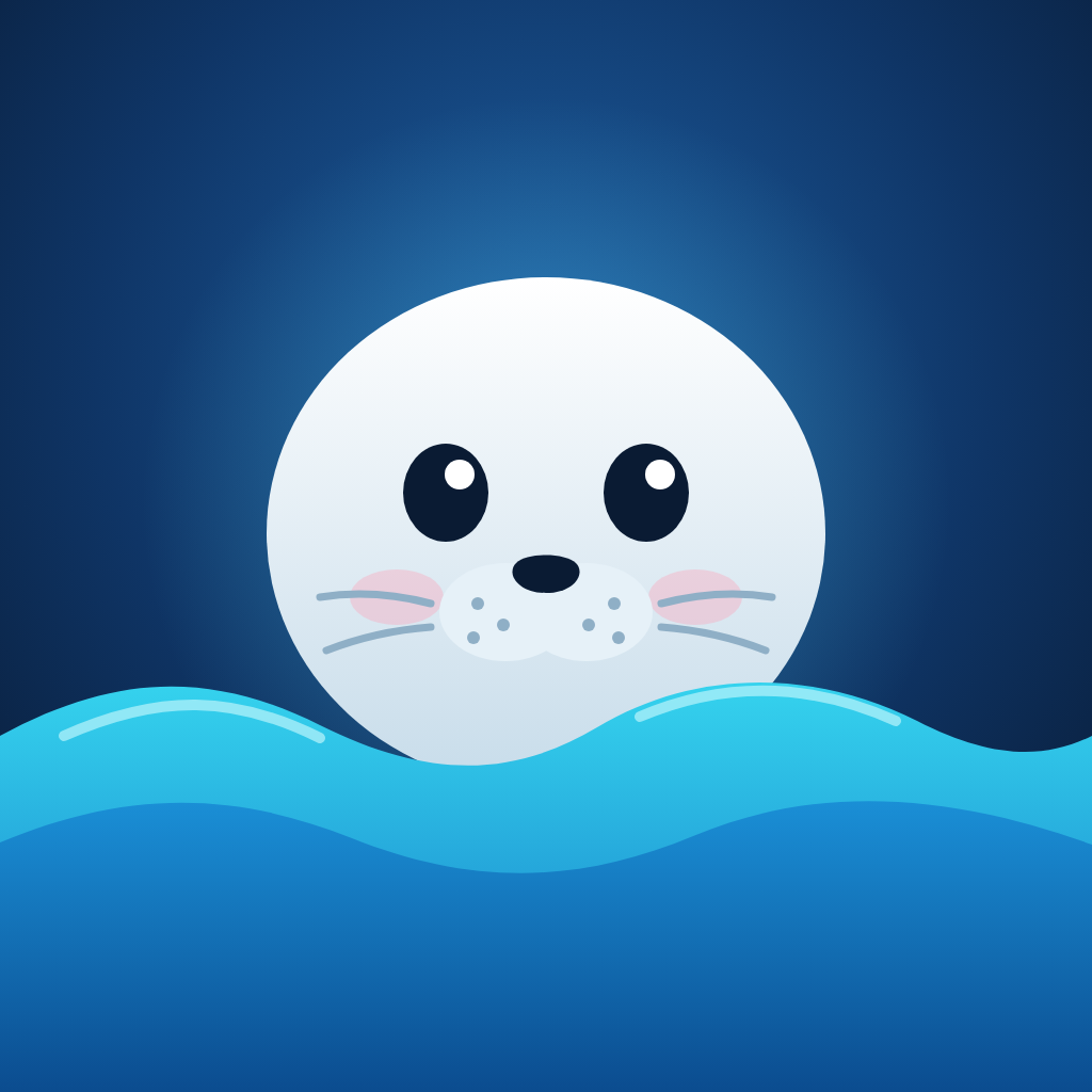 Белый тюлень Seal VPN выглядывает из бирюзовых волн
